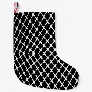 Black and white checkered illustration small christmas stocking