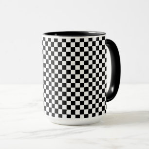 Black and white checkered pattern mug