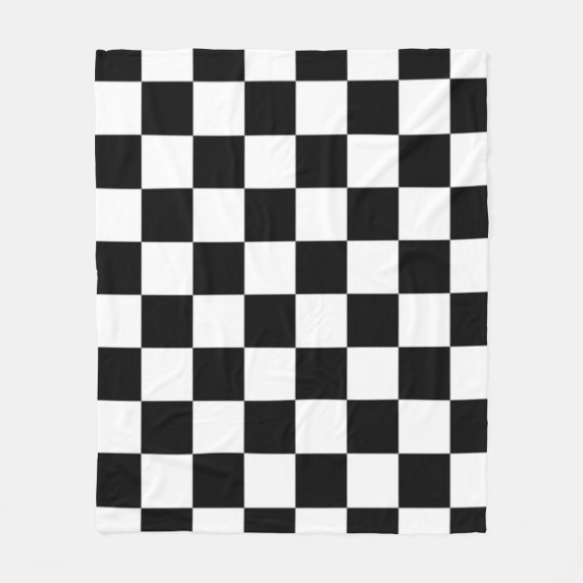 Black and White Checkered Square Pattern  Fleece Blanket (Front)