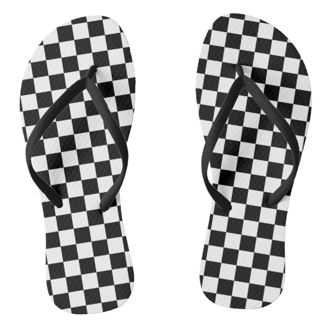 Black and White Checkers at the Beach Thongs (Footbed)