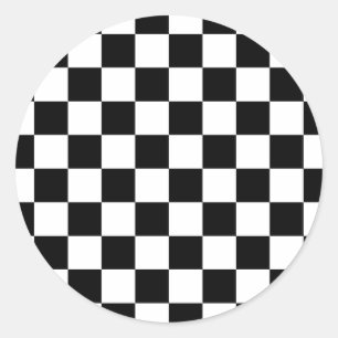 Black and white checkers board classic round sticker
