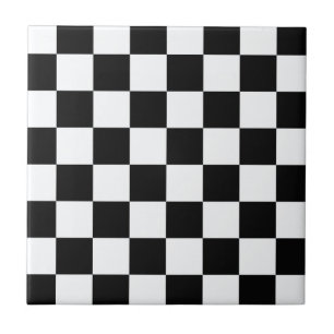 Black And White Checkers Ceramic Tile