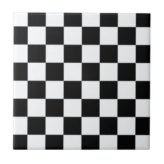 Black And White Checkers Ceramic Tile