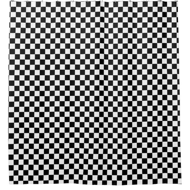 Black and White Checkers HAMbyWG Shower Curtain  (Front)