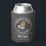 Black And White Cheers And Beers 50th Birthday Can Cooler<br><div class="desc">When you have a cool cheers and beers 50th birthday party you probably want to keep your beers cool too. This cool and trendy design has white text on black chalkboard background with a cool cartoon dude drinking beer straight from the birthday barrel. The text can be edited to suit...</div>