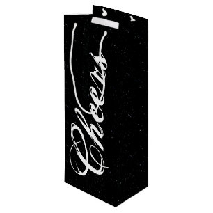 Black and White Cheers Wine Gift Bag
