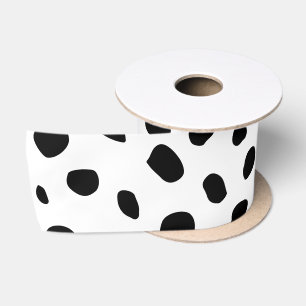 Black And White Cheetah Spots Satin Ribbon