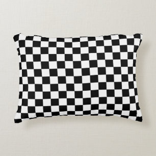 Black and White Chequerboard Accent Pillow