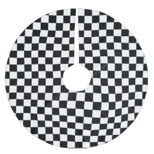 Black and White Chequerboard Background Brushed Polyester Tree Skirt