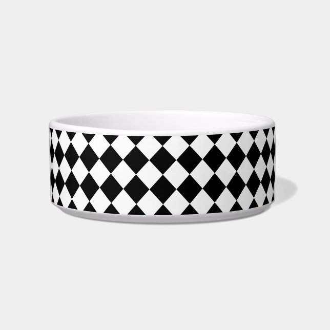 Black And White Chequerboard Chequered Flag Design Bowl (Front)
