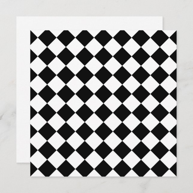 Black And White Chequerboard Chequered Flag Design Card (Front/Back)