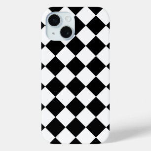 Black And White Chequerboard Chequered Flag Design iPhone 15 Case