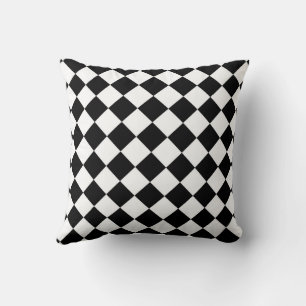 Black And White Chequerboard Chequered Flag Design Cushion