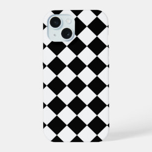 Black And White Chequerboard Chequered Flag Design iPhone 15 Case