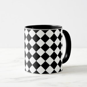 Black And White Chequerboard Chequered Flag Design Mug