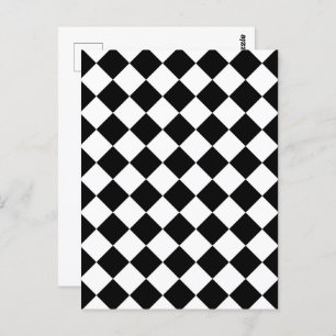 Black And White Chequerboard Chequered Flag Design Postcard