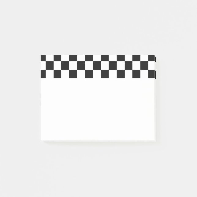 Black and White Chequerboard Chequered Flag Post-it Notes (Front)