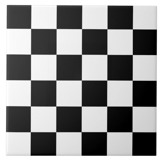 Black and White Chequerboard | Custom Ceramic Tile (Front)