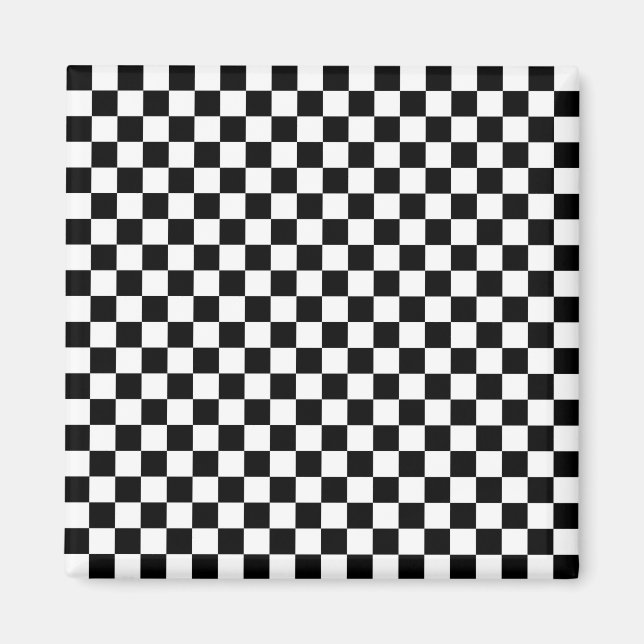 Black and White Chequerboard Magnet (Front)