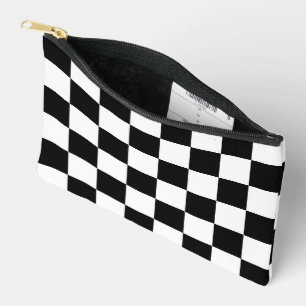 Black and White Chequerboard Pattern Accessory Pouch