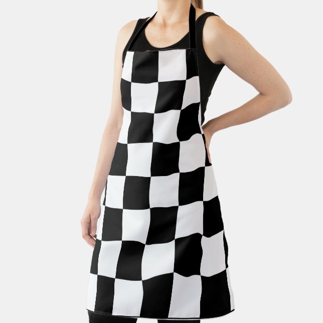 Black and White Chequerboard Pattern  Apron (Insitu)