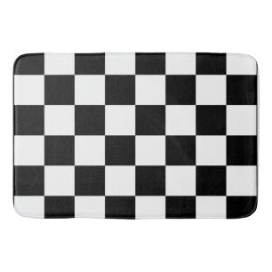 Black and White Chequerboard Pattern  Bath Mat