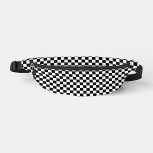 Black and White Chequerboard Pattern Bum Bags