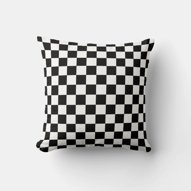Black and white chequerboard pattern  cushion (Front)