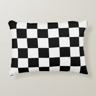 Black and White Chequerboard Pattern Decorative Cushion
