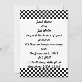 Black and White Chequerboard Pattern Invitation