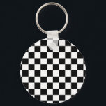 Black and White Chequerboard Pattern Key Ring<br><div class="desc">Keep track of your keys in fun style,  with this cool Black and White Chequerboard Key Chain!</div>