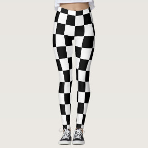 Black and White Chequerboard Pattern Leggings
