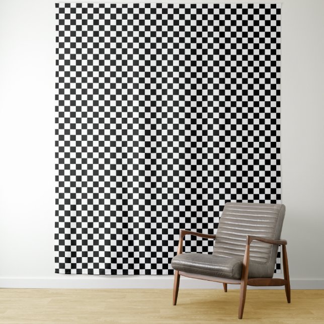 Black and white chequerboard pattern  tapestry (In Situ)
