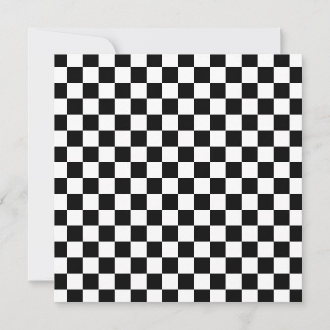 Black and white chequerboard pattern  thank you card (Front)