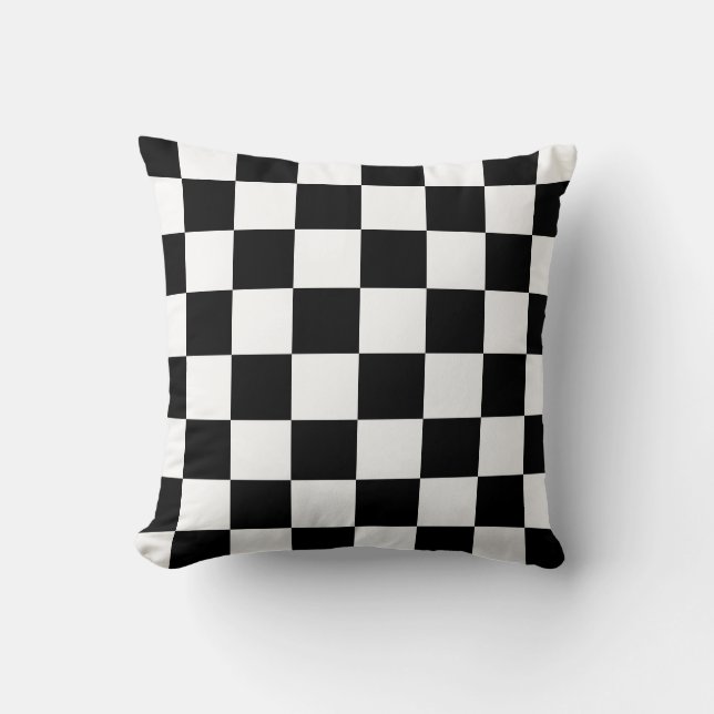 Black and White Chequerboard Pillow (Front)