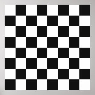 Black and White Chequerboard Poster