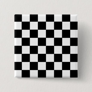 Black and White Chequerboard Retro Hipster 15 Cm Square Badge