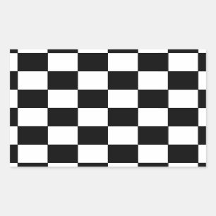 Black and White Chequerboard Retro Hipster Rectangular Sticker