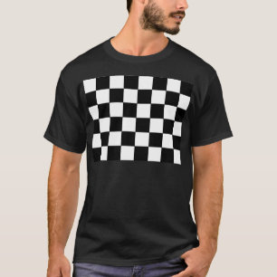 Black and White Chequerboard Retro Hipster T-Shirt