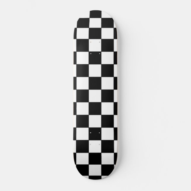 Black and White Chequerboard Skateboard Deck (Front)