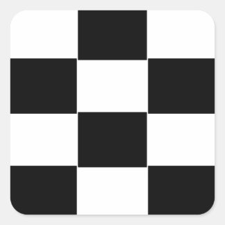 Black and White chequerboard Square Sticker