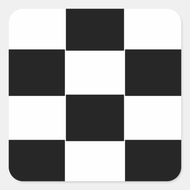 Black and White chequerboard Square Sticker (Front)