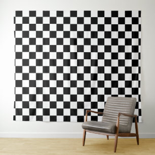 Black and White Chequerboard Tapestry