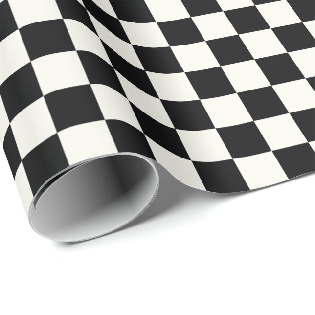 Black and White Chequerboard Wrapping Paper (Roll Corner)