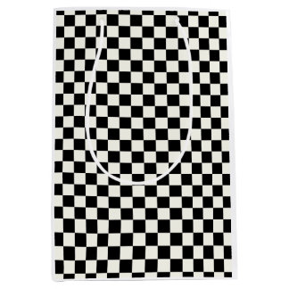 Black and White Chequerboard Wrapping Paper Medium Gift Bag