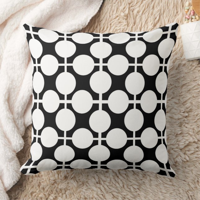 Black and white chequered and polka dot pattern re cushion (Blanket)
