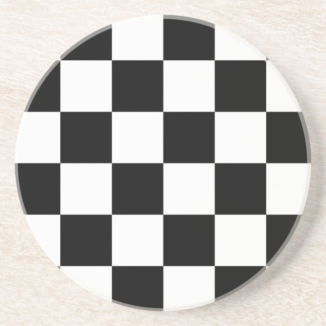 Black and White Chequered Auto Racing Flag Coaster (Front)