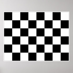 Black and White Chequered Auto Racing Flag Poster