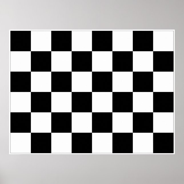 Black and White Chequered Auto Racing Flag Poster (Front)