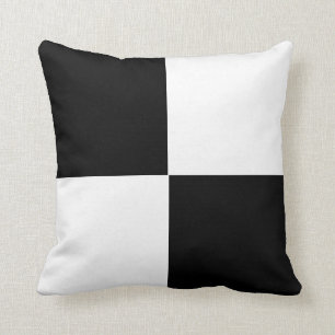 black and white chequered board  pattern cushion